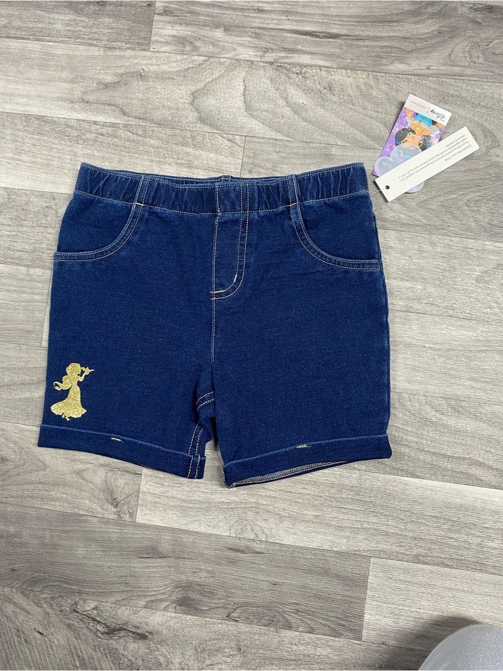 Disney Girls' Dark Blue Shorts with Gold Princess Motif